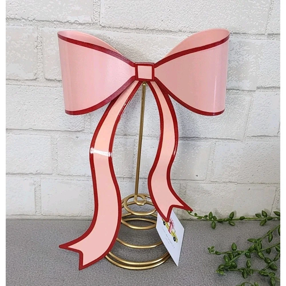 Pink Red Metal Bow Christmas Valentines Day Tree Topper 11